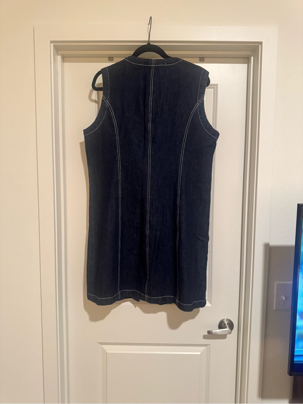 Abercrombie & Fitch Dark Blue Sleeveless Button-Front Denim Dress - Picture 3 of 3
